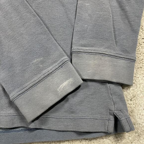 Carhartt Sweater Mens Large Blue Quarter Zip Waffle Knit Pullover Work Pocket - Picture 9 of 11